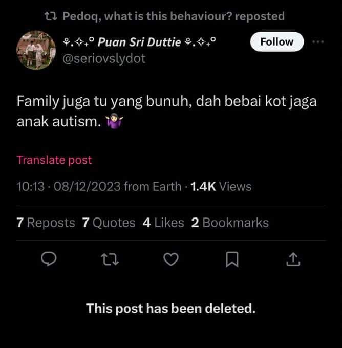 Image from: Twitter user claims Zayn Rayyan was murdered by family for being a burden