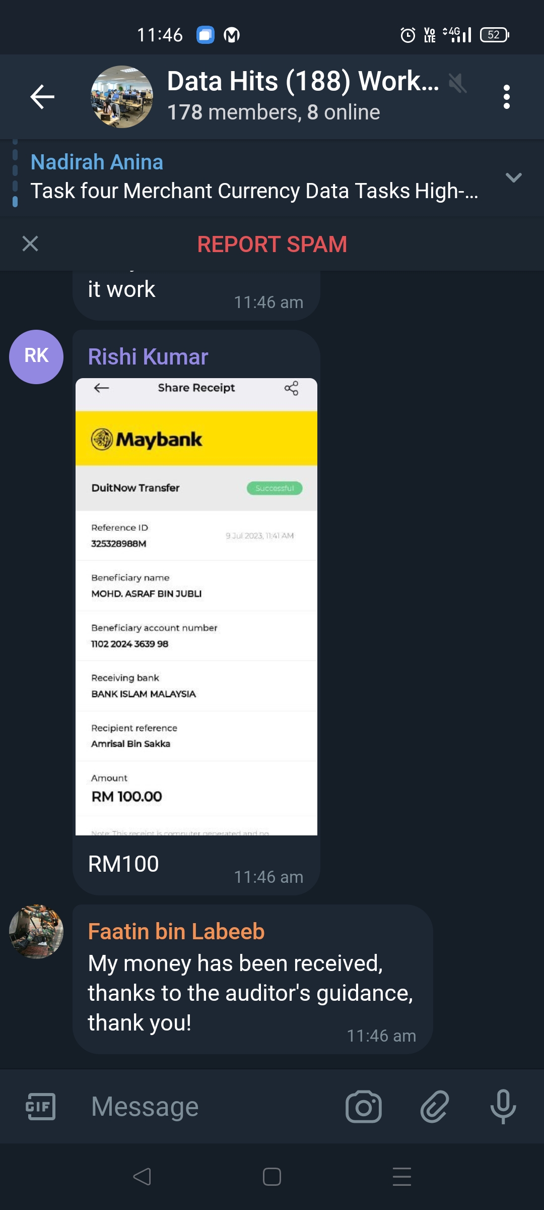 Image from: Revealing Telegram Part Time Job Scam #Scam