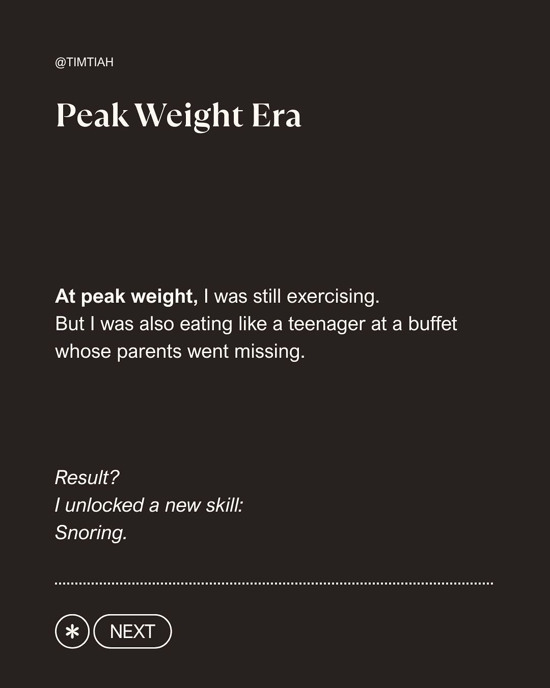 Image from: I didn’t lose weight for abs. I lost it because my wife couldn’t sleep next to me anymore.