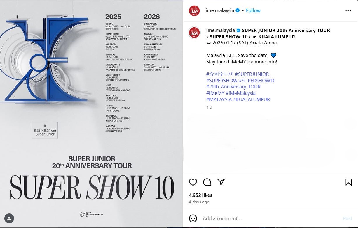 Image from: Super Junior's 20th Anniversary Tour to Make a Grand Stop in Kuala Lumpur January 2026