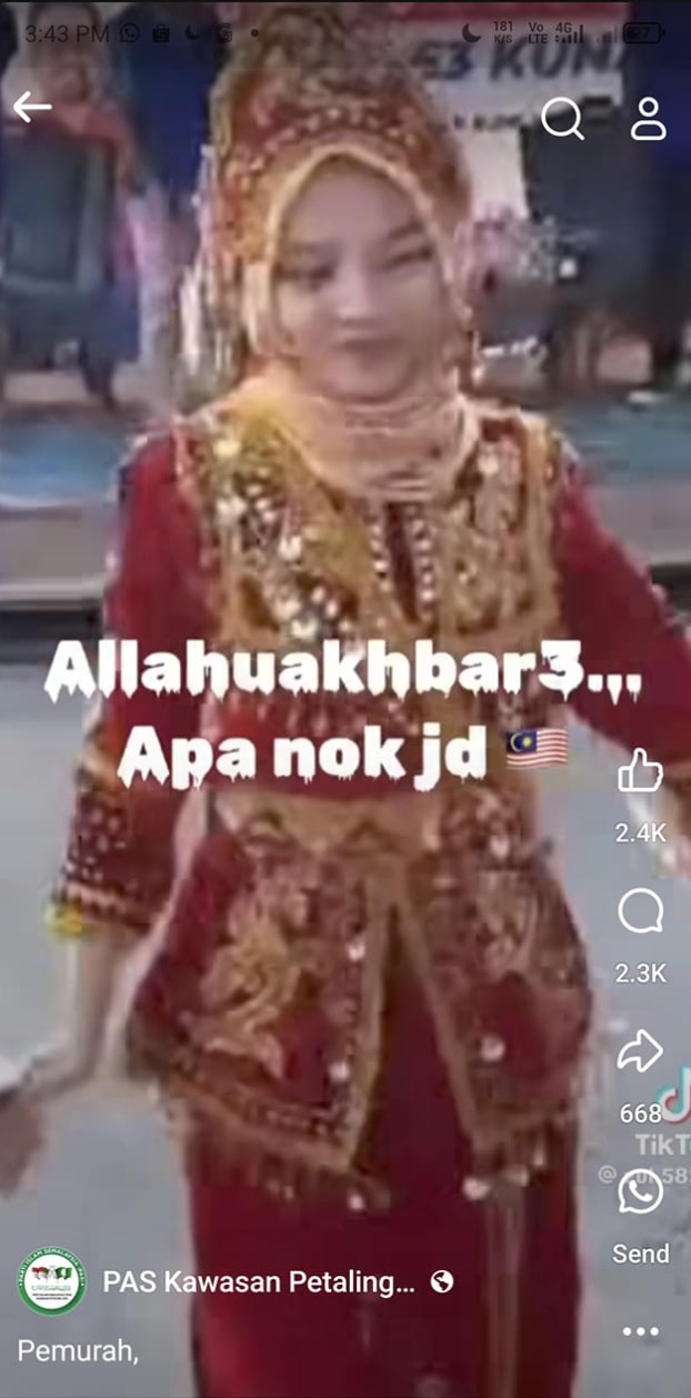 Image from: PAS insults traditional Sabah dance by insinuating it's corrupt and immoral in a pathetic attempt to defame Bung Moktar