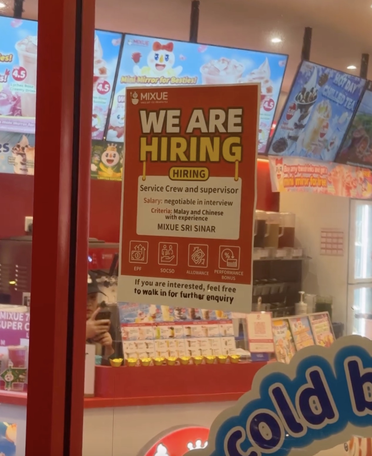 Image from: Mixue outlet in KL goes viral for only hiring "Malay and Chinese with experience" in job ad, Malaysians call for boycott