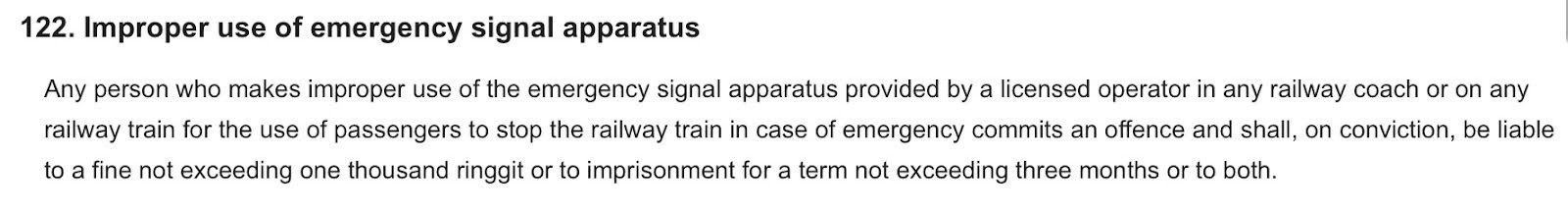 Image from: ETS passenger who caused a 2-hour delay by deliberately pulling on the emergency brake may face up to 20 years in jail