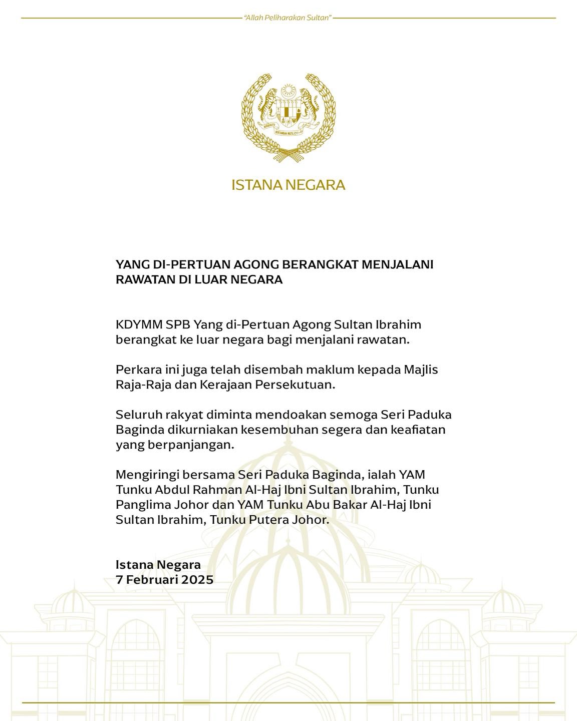 Image from: Who will exercise the functions of Yang di-Pertuan Agong while His Majesty is absent? Here's what the Constitution say