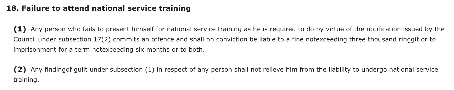 Image from: Malaysians selected for PLKN 3.0 but fail to show up can face up to 6 months in jail, an RM3,000 fine, or both