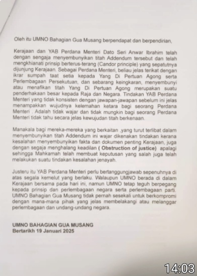 Image from: The Gua Musang Rebuke: Will the Royal Addendum Saga Erode Confidence in PMX’s Government?