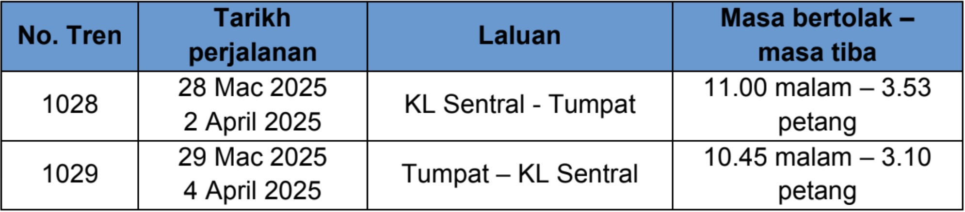 Image from: KTMB Sedia Perkhidmatan Tren Khas Ekspres Lambaian Aidilfitri Edisi Pantai Timur