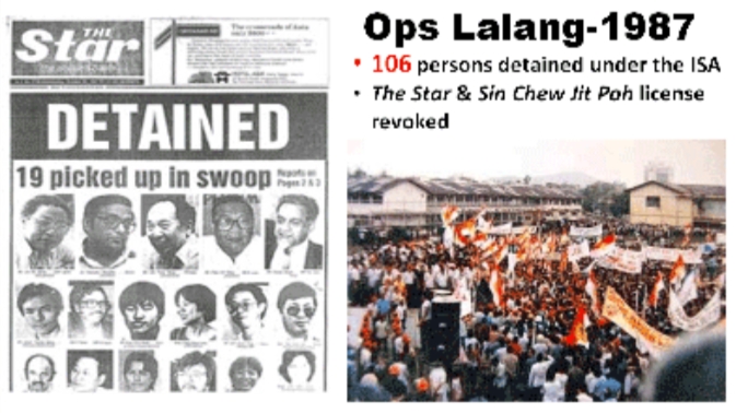 Image from: “Mahathir Slams Oppressive '3R' Laws!” - But What About His “Operasi Lalang” And The Dreaded “ISA?”