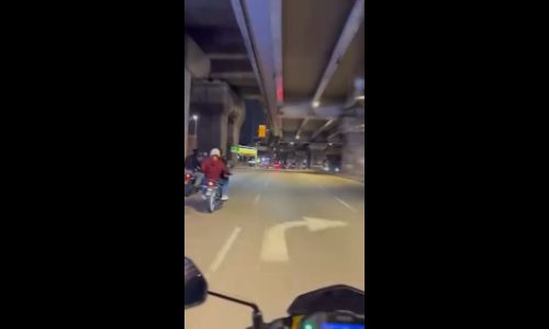 Motorcyclist spotted performing dangerous wheelie on road at night - _naqibzlfkr