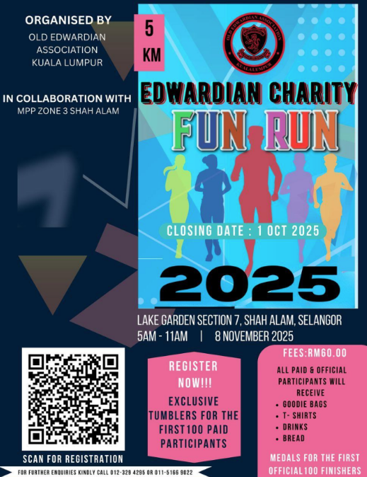 Image from: Old Edwardian Association Kuala Lumpur (OEAKL) Charity Fun Run 2025 connecting alumni with our school & the community   