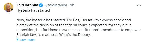Image from: Zaid Ibrahim Criticizes Reactions to Federal Court's Verdict on Shariah Law