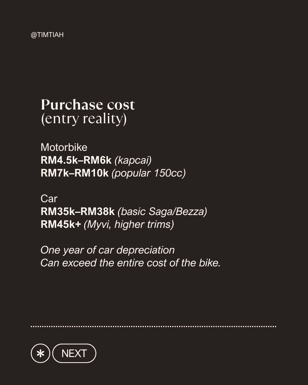 Image from: People say motorbikes are cheaper than cars