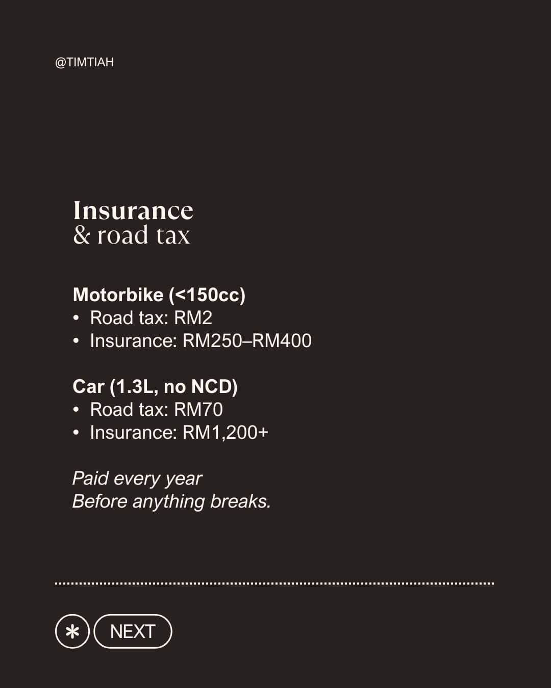 Image from: People say motorbikes are cheaper than cars