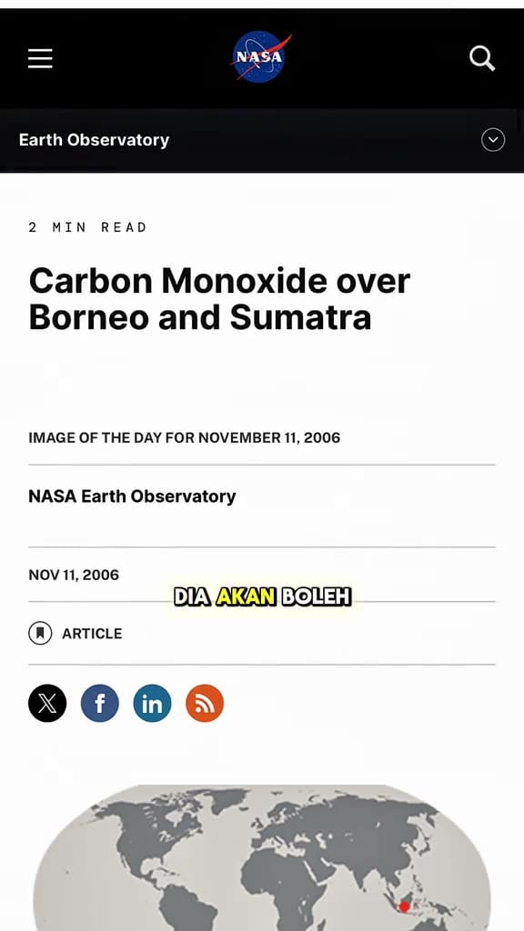 Image from: Imej Satelit NASA Dedah Kepekatan Karbon Monoksida Akibat Kebakaran Hutan di Indonesia