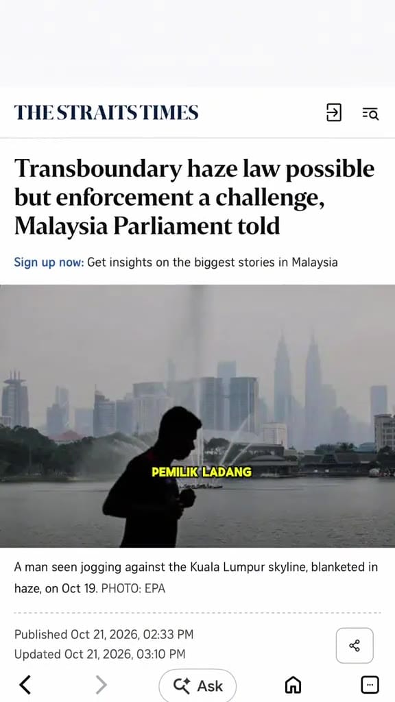 Image from: Singapura Keluar Notis Tindakan Kepada 10 Syarikat Indonesia Terkait Isu Jerebu