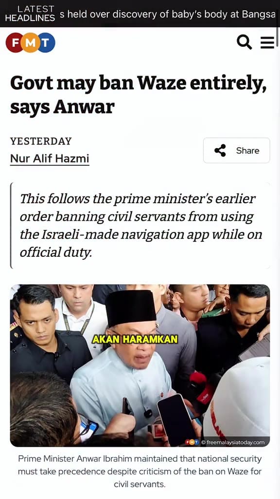 Image from: Isu Larangan Waze dan Peralihan ke Aplikasi TuJu: Dua Pilihan Buat Kerajaan