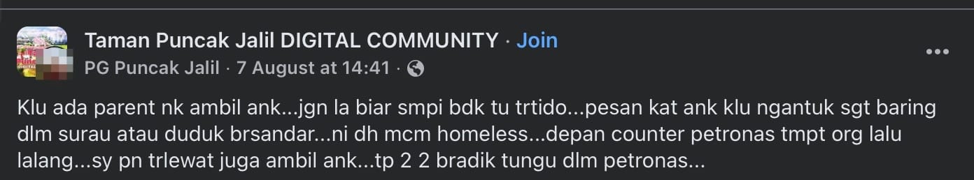 Image from: "Where are his parents?" - Exhausted M'sian Boy Left Waiting & Sleeping Outside Fuel Station After School Sparks Concern