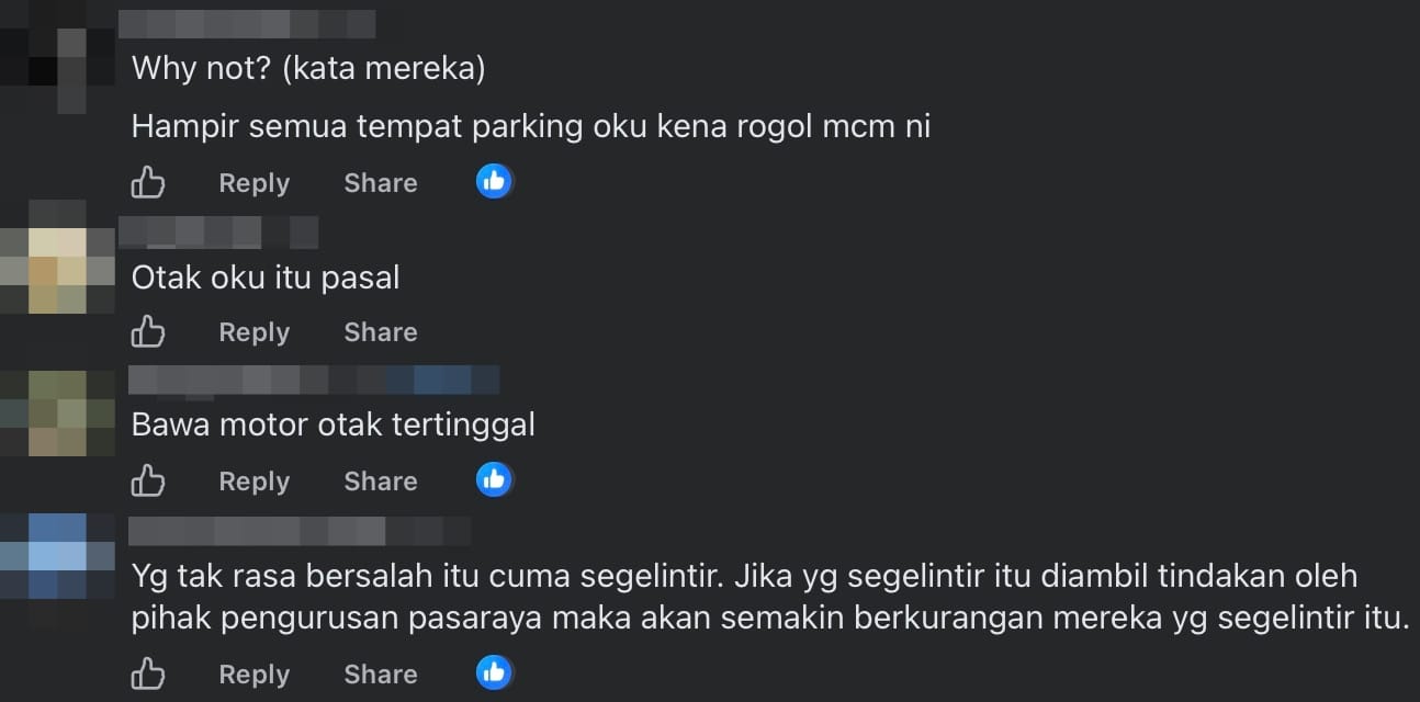 Image from: Outrage as Motorcyclists 'Invade' OKU Parking in Ampang, M'sians Pray Their ‘Dream’ of Becoming Disabled Comes True