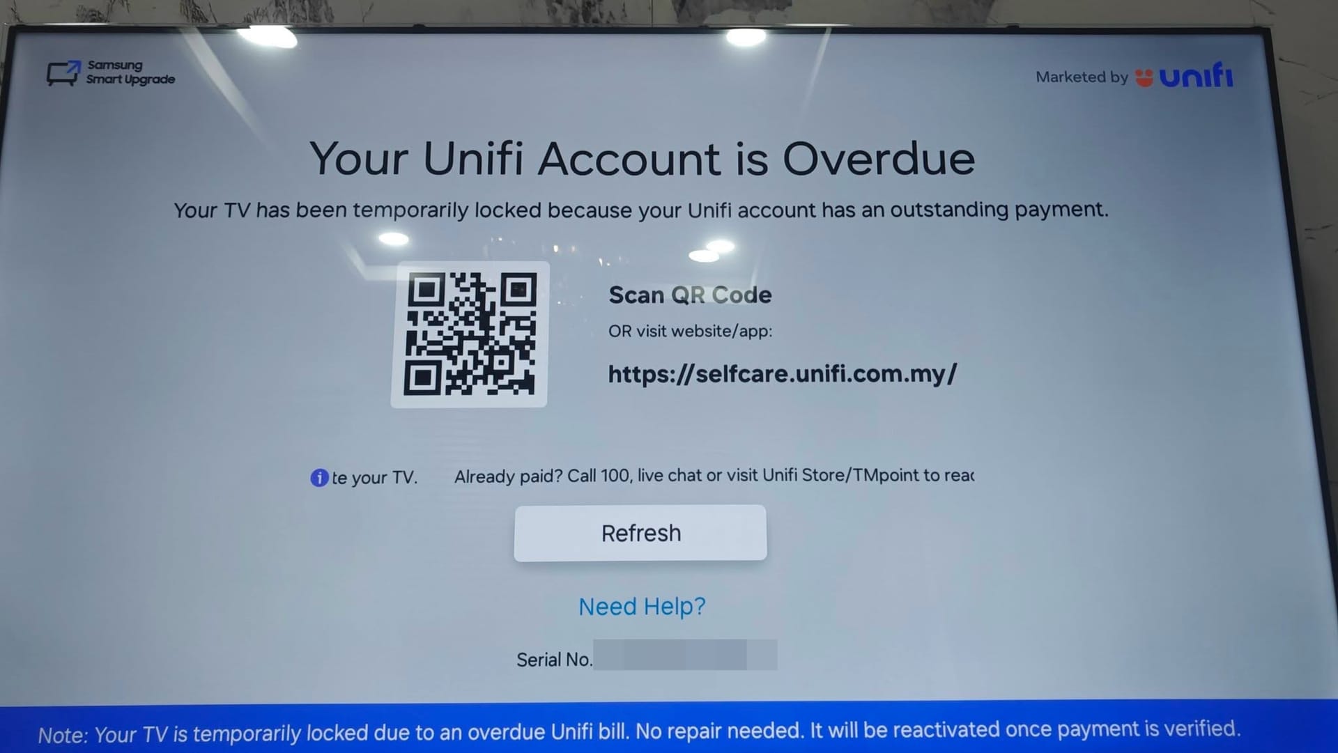 Image from: M’sians Shocked to Find Their Smart TVs Completely Unusable as Shady Sellers Didn't Pay Internet Bills & Ghosted Them