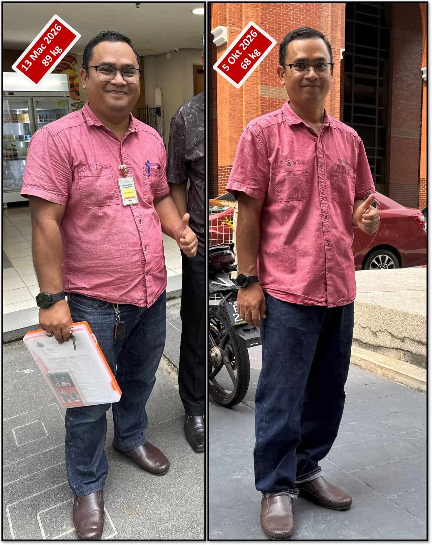 Image from: #JomFit | 42y/o Malaysian's Inspirational Journey of Losing 21kg in Just 4 Months by Brisk Walking Daily
