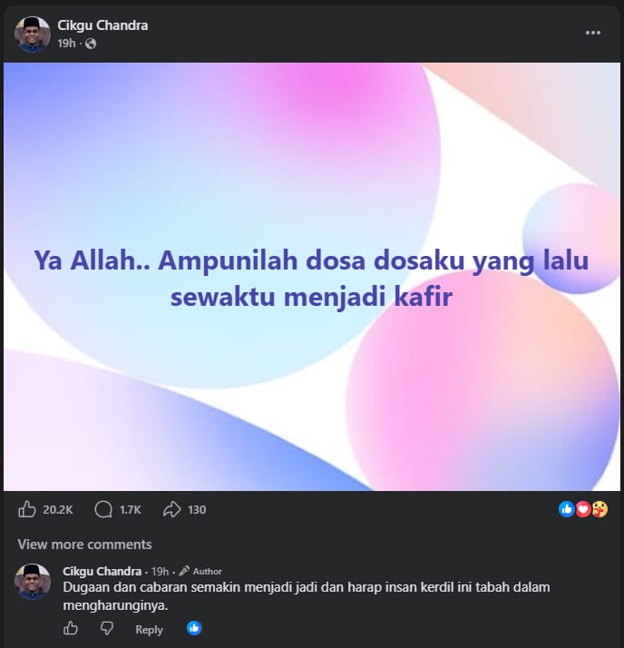 Image from: #MalaysiaKita | The Moral Paradox of Cikgu Chandra: Why Faith Cannot Be Built on the Ashes of Respect
