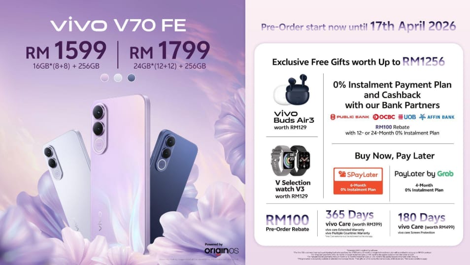 Image from: vivo Malaysia Raises the Bar with vivo V70 FE, Bringing 200MP Ultra-Clear Imaging and a 7000mAh Battery to the Spotlight
