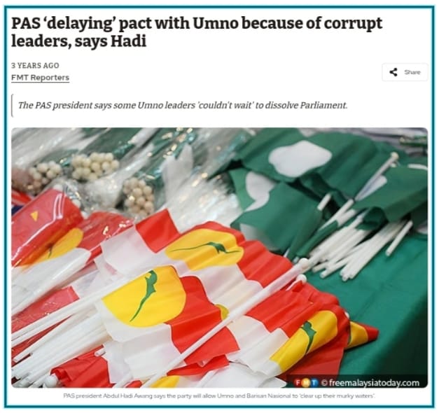 Image from: OPINION | "PAS: We'll Never Trade Principles for Power!!" – Then Why Join Hands With UMNO Again…?!!!