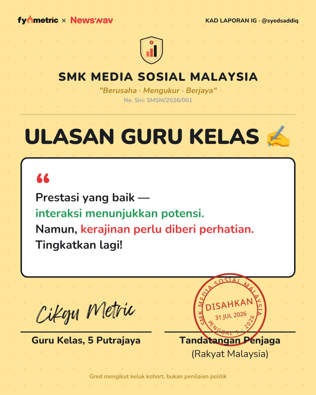 Image from: The IG Report Cards of Malaysian Politicians π | Syed Saddiq's Politician Card! π