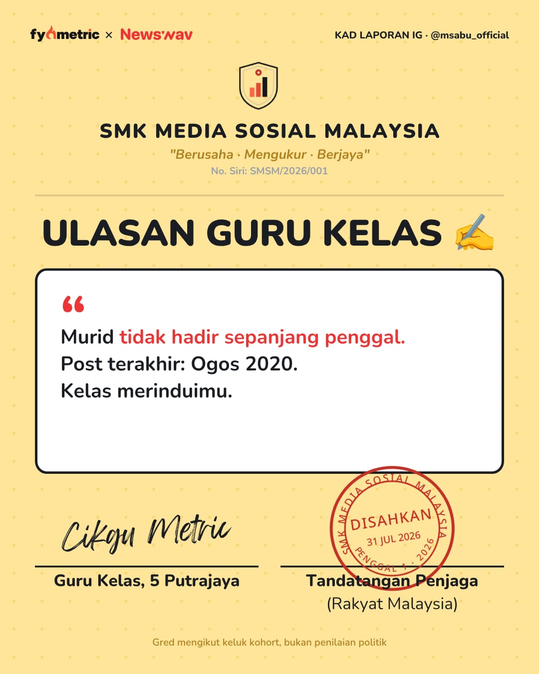 Image from: The IG Report Cards of Malaysian Politicians π | Mat Sabu's Politician Card! π