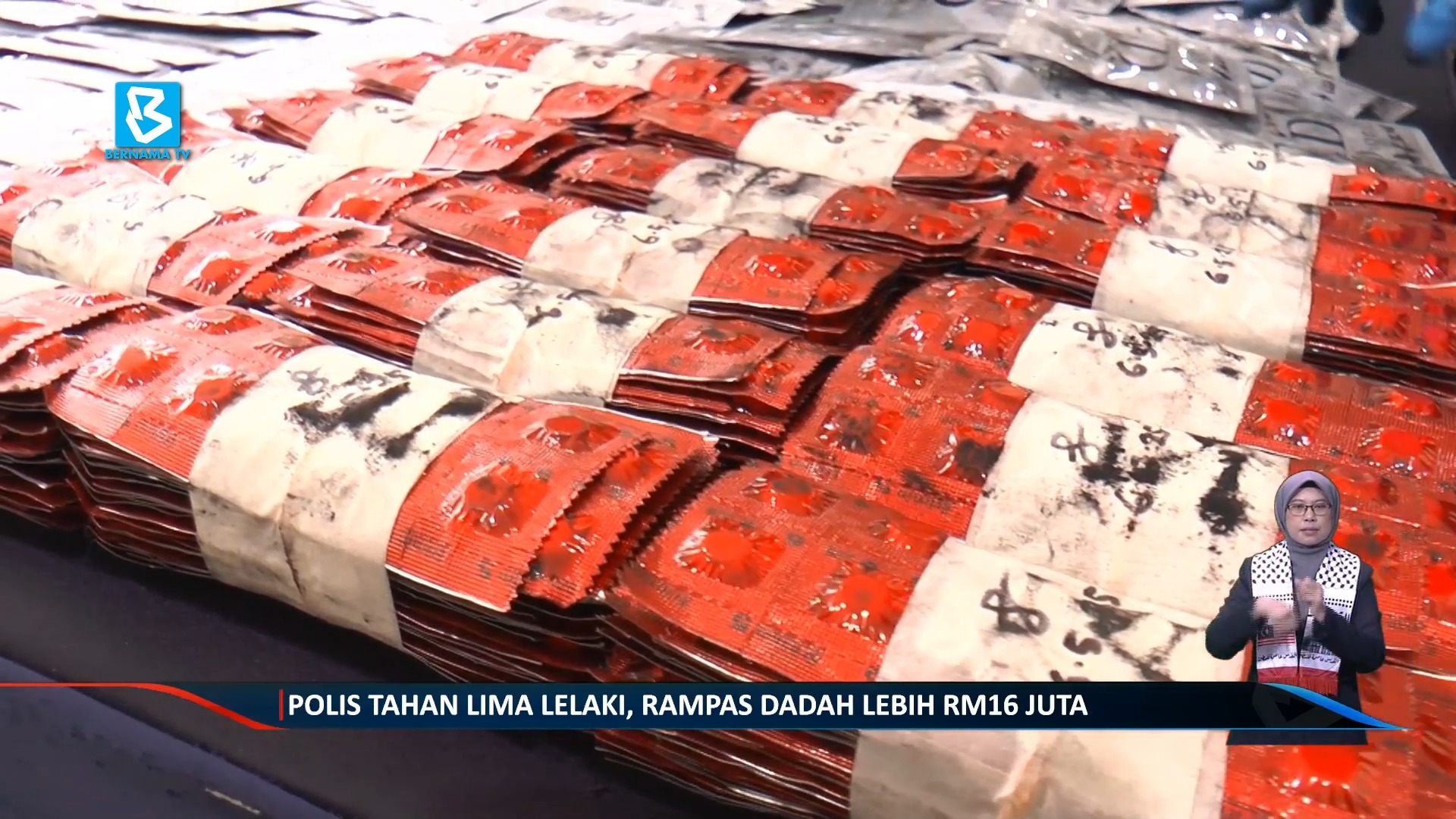 Polis tahan lima lelaki, rampas dadah lebih RM16 juta